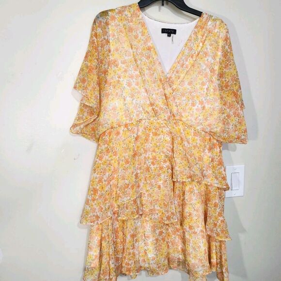 1. State Yellow Floral Tiered Blouson Flutter Sleeve Spring Dress XL. B13 - Picture 15 of 15